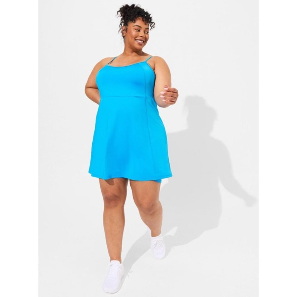 NWT Torrid Blue Tech Jersey Mini Active Dress With Bike Short
